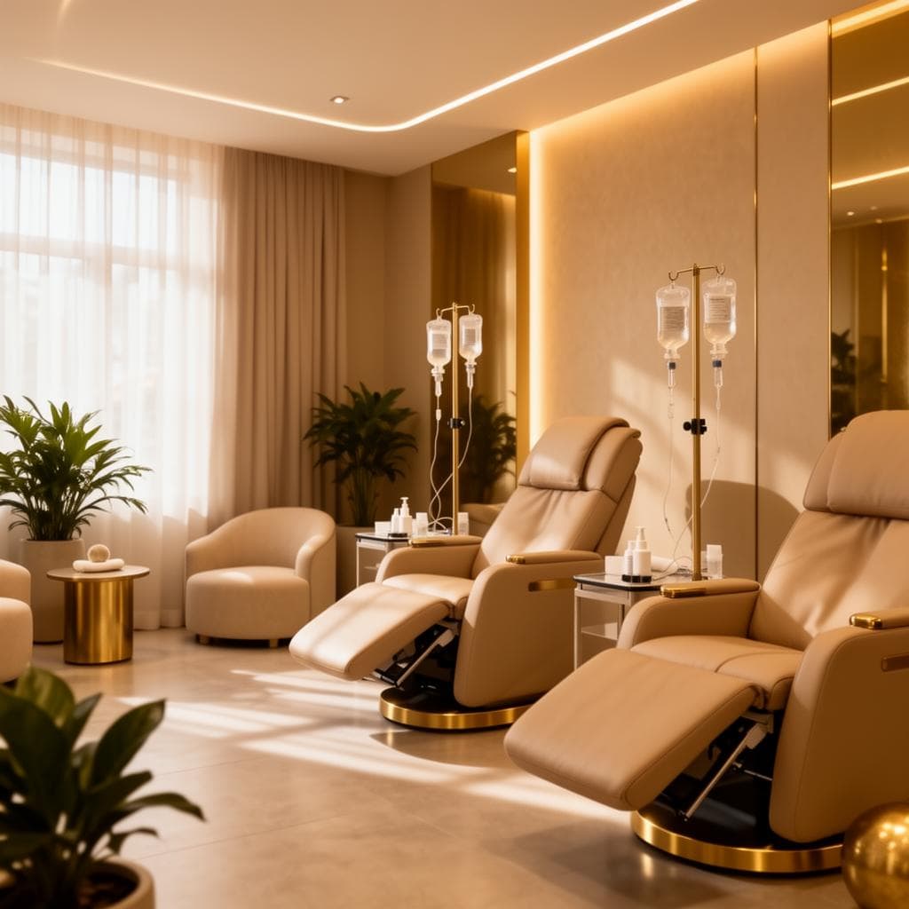 Atena IV Clinic Tirana — luxury IV drip therapy room in Albania